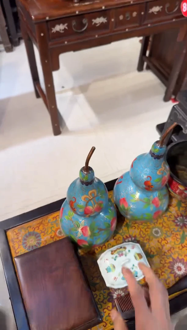 木木头款景泰蓝葫芦一对1980