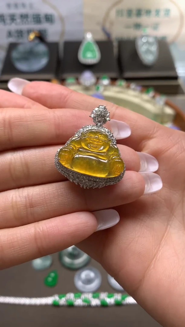 【闪购商品】翡翠吊坠(不含链)18K金镶嵌挂件