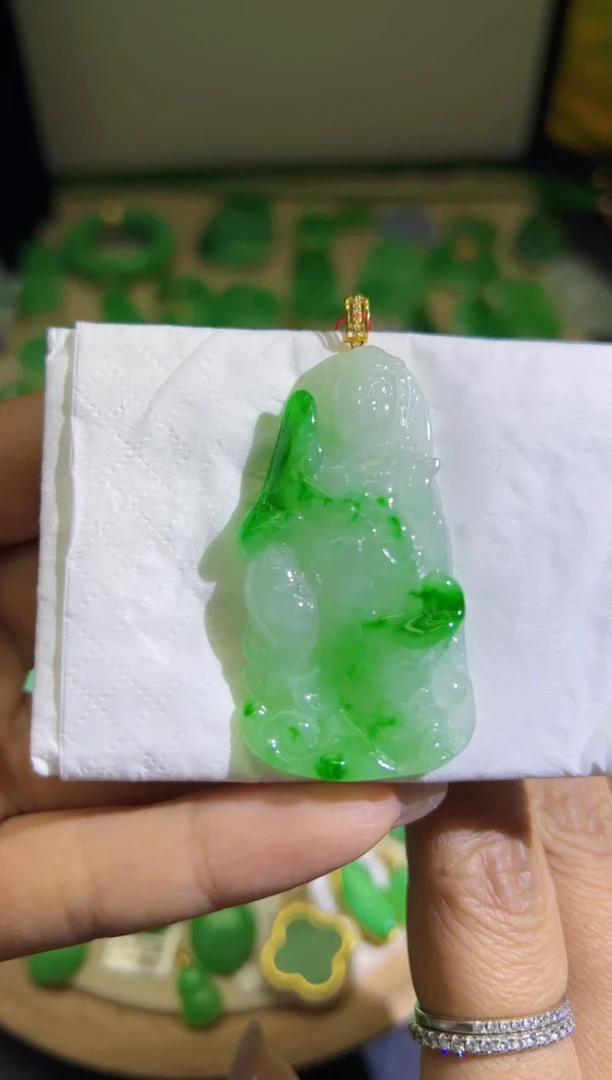 【闪购商品】翡翠颈饰18K金镶嵌Q缅料A货翡翠/支持复检/一件