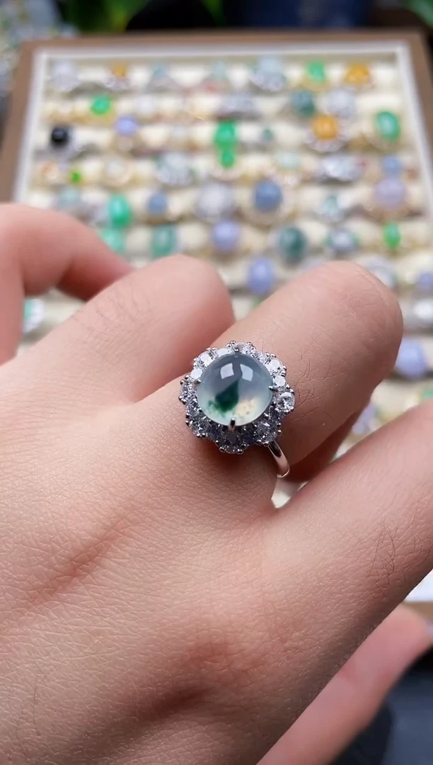 银S925镶嵌戒指翡翠82