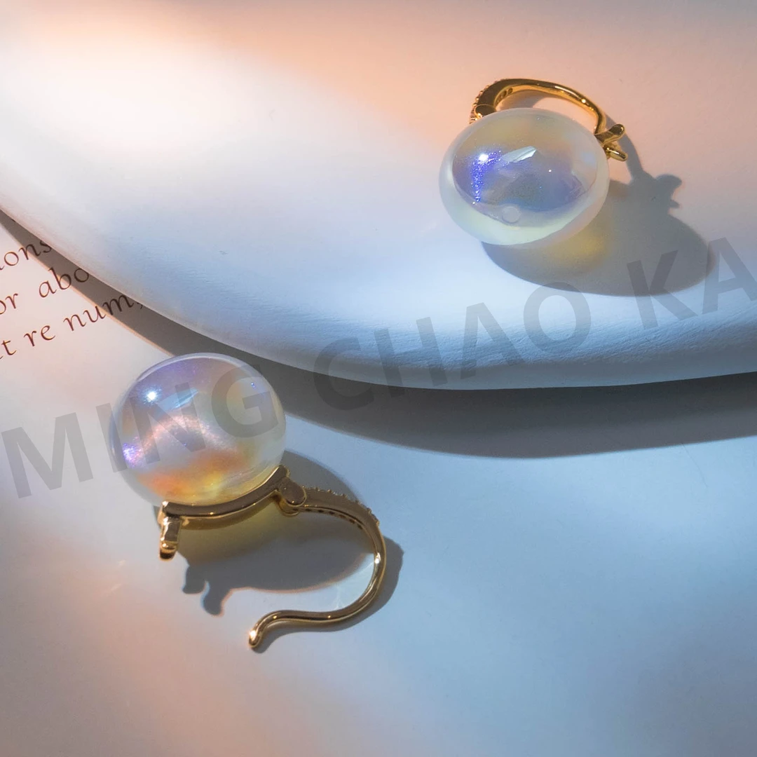 铜合金耳饰 铜合金耳饰七彩珠珠耳环百搭轻奢