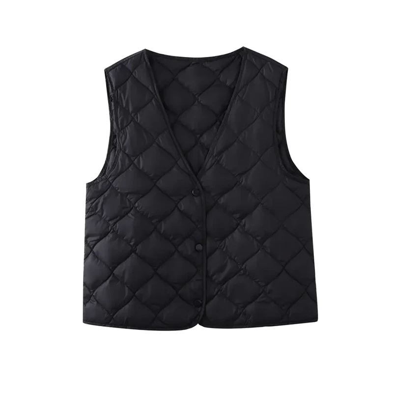 洋气短款鹅绒羽绒马甲女轻薄款V领羽绒服背心保暖内胆内搭 长55