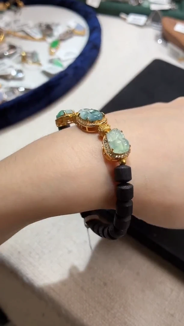 银S925镶嵌手串翡翠手串