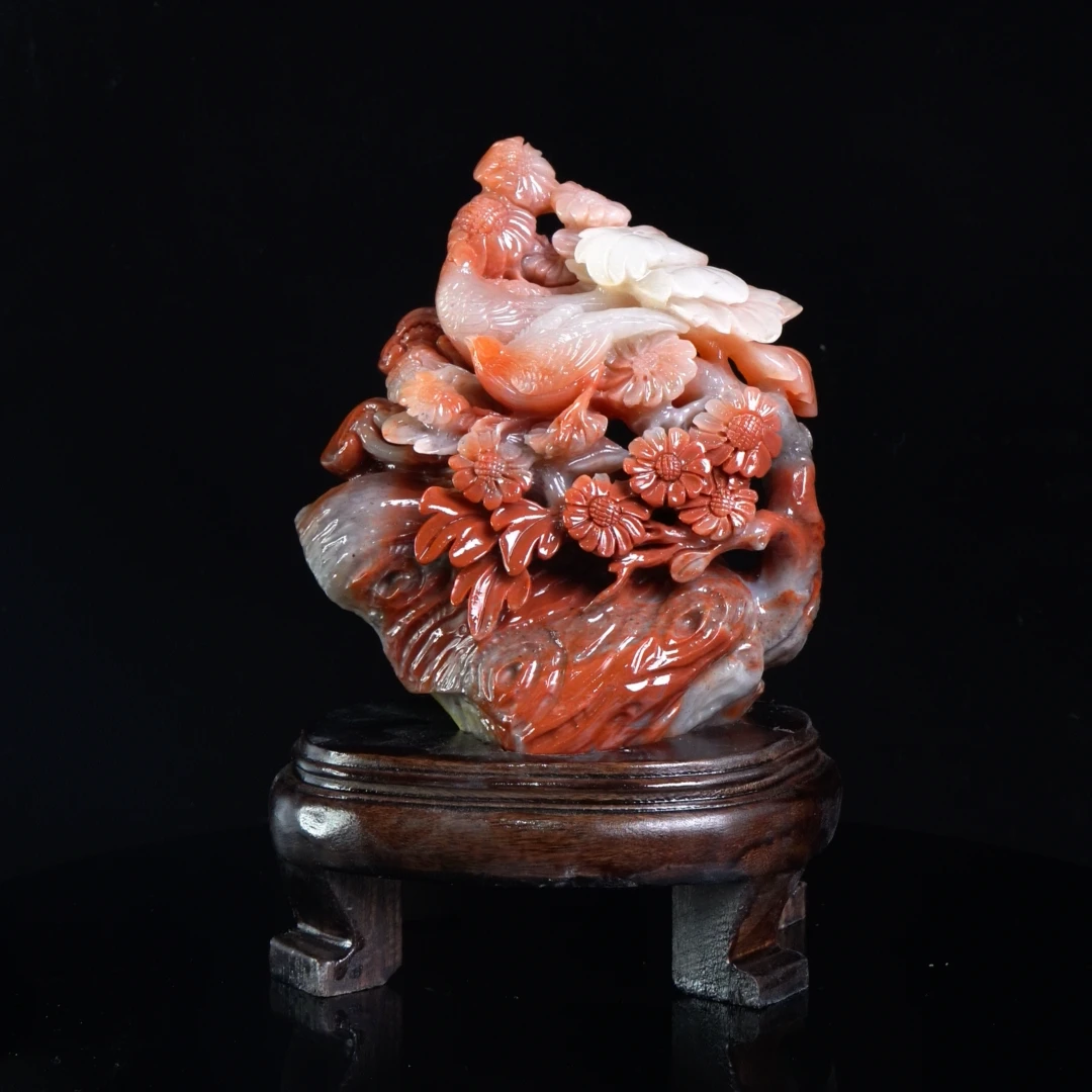 Lot.36.水洞高山喜鹊报春摆件970克13x7.9x17.5cm