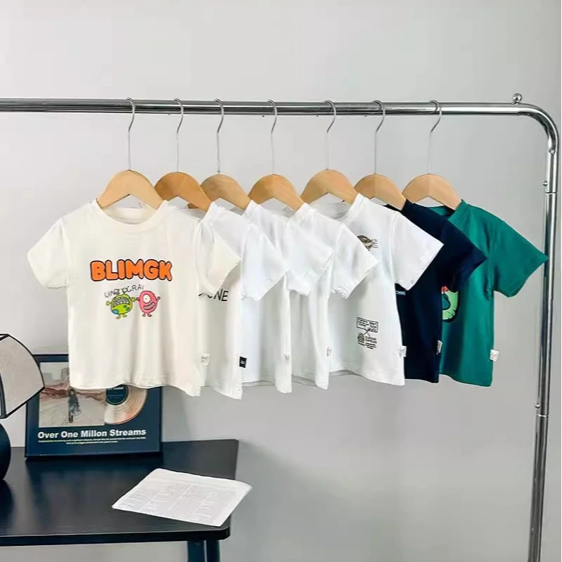 【七月流萤】夏款男童卡通t恤印花T恤童装时尚儿童短袖上衣男孩