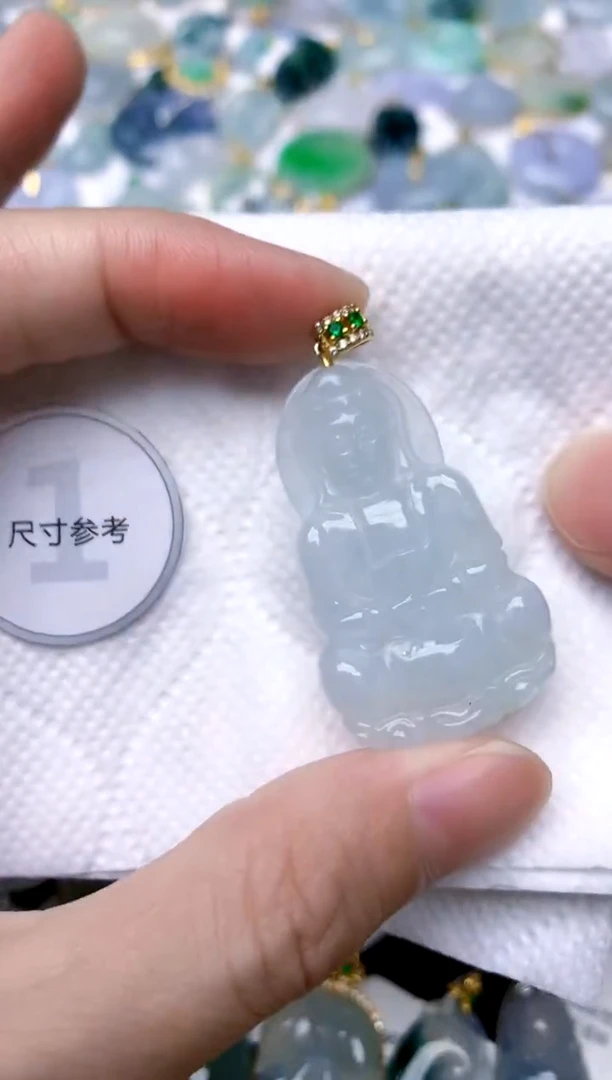 颈饰银S925镶嵌翡翠天然A货翡翠