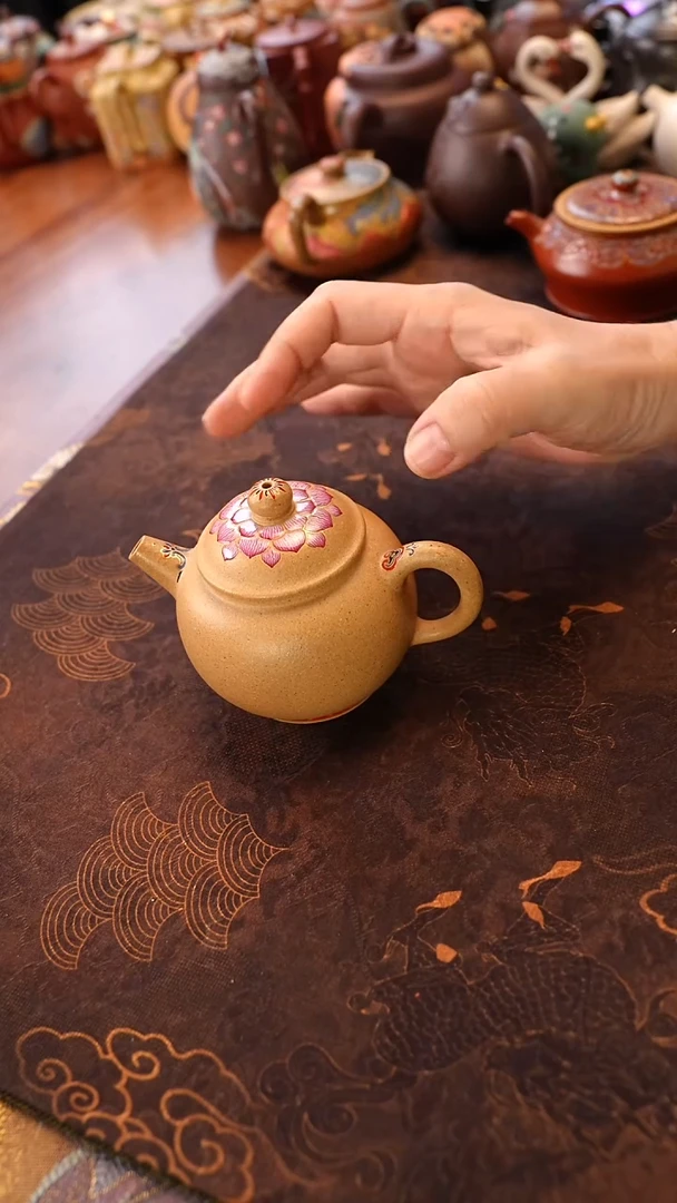 茶壶紫砂黄段珐琅