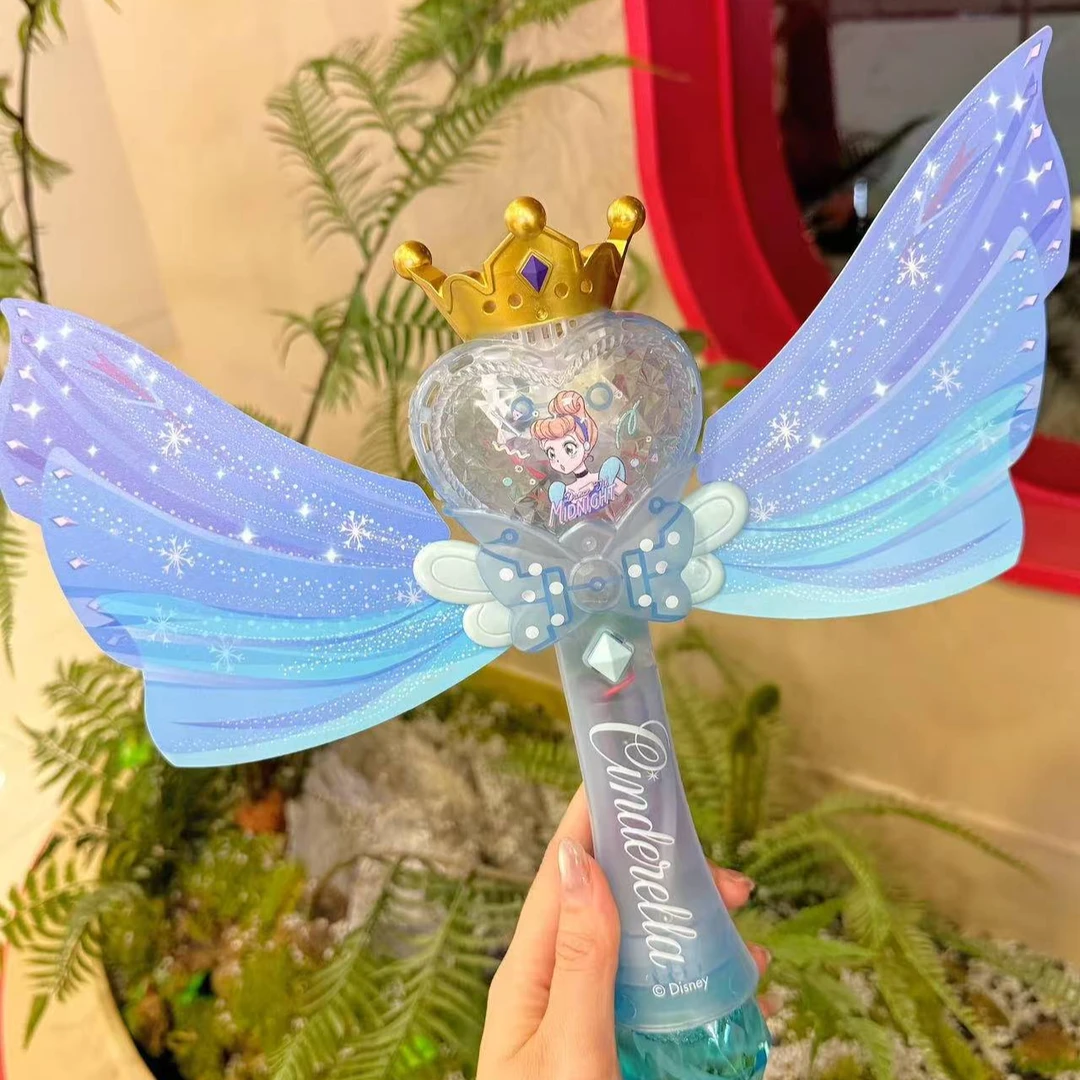 小公主手持炫彩泡泡棒儿童泡泡机电动吹泡泡灯光音乐魔法玩具