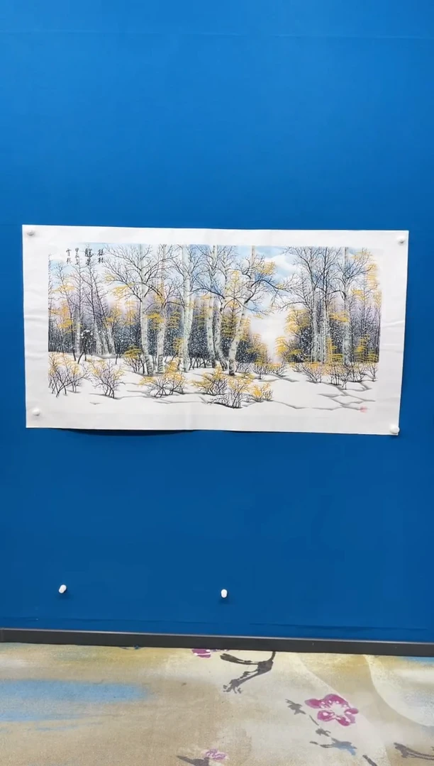 【闪购商品】国画张-金色华章原作雪景/无框/W带金色画册