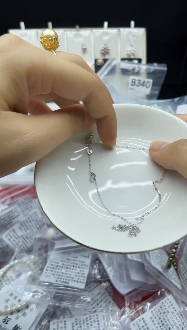 淡水珍珠银S925镶嵌颈饰项链