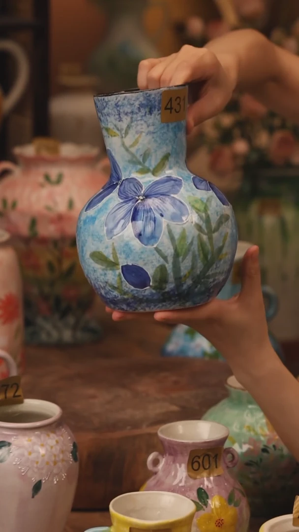 陶瓷431景德镇设计师手作花器摆件侘寂风