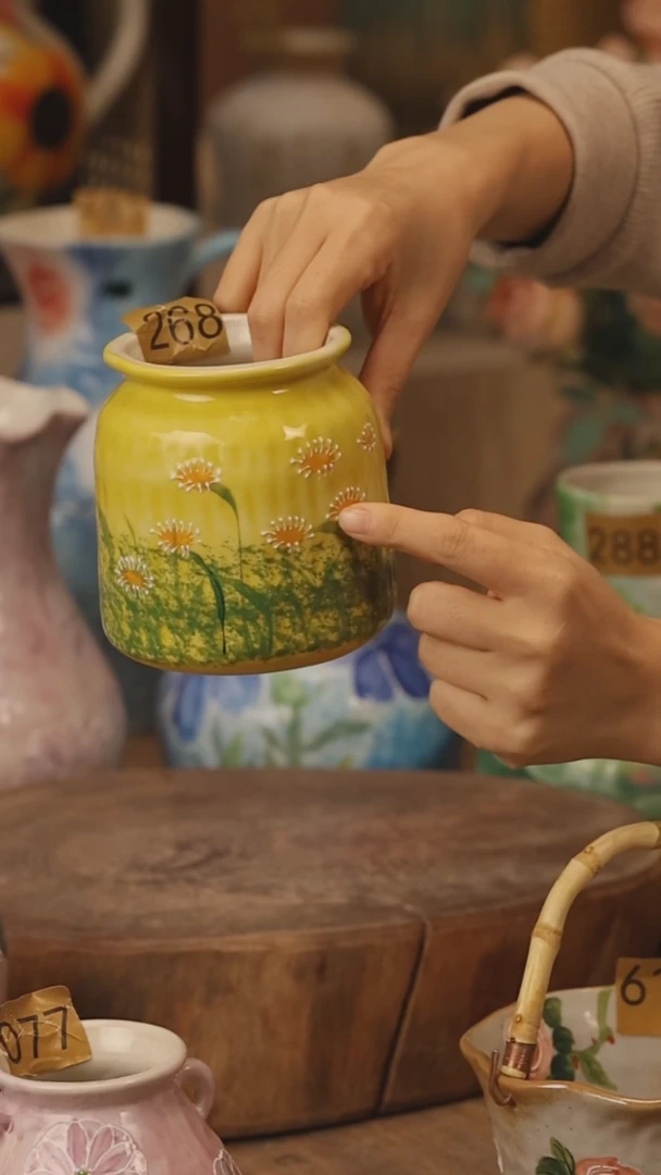 陶瓷景德镇设计师手作花器摆件侘寂风@M268@