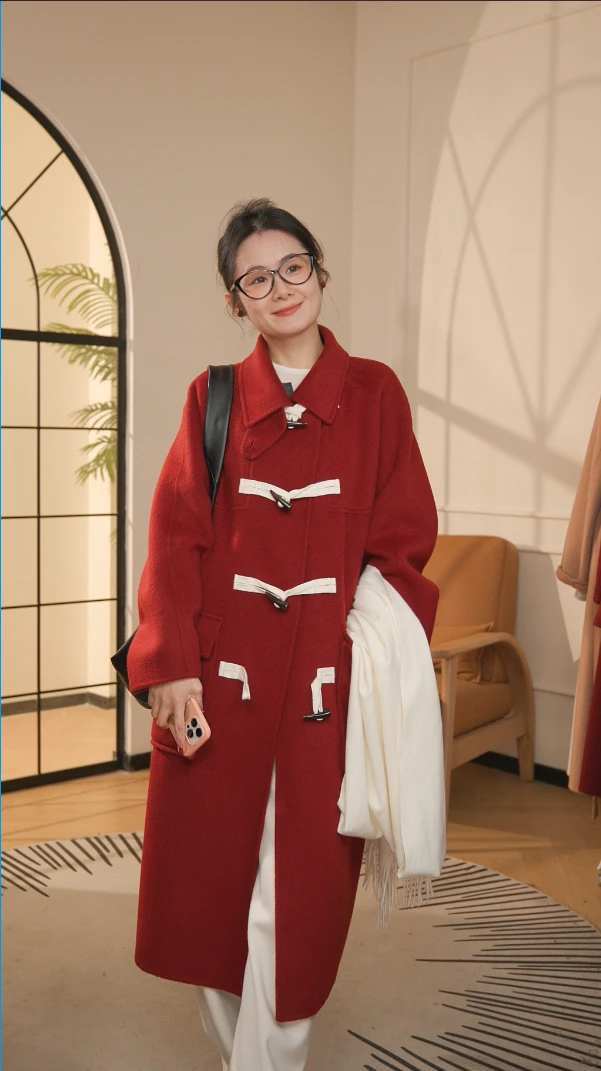 【韩系牛角】100%初剪绵羊毛秋冬新款韩版大衣