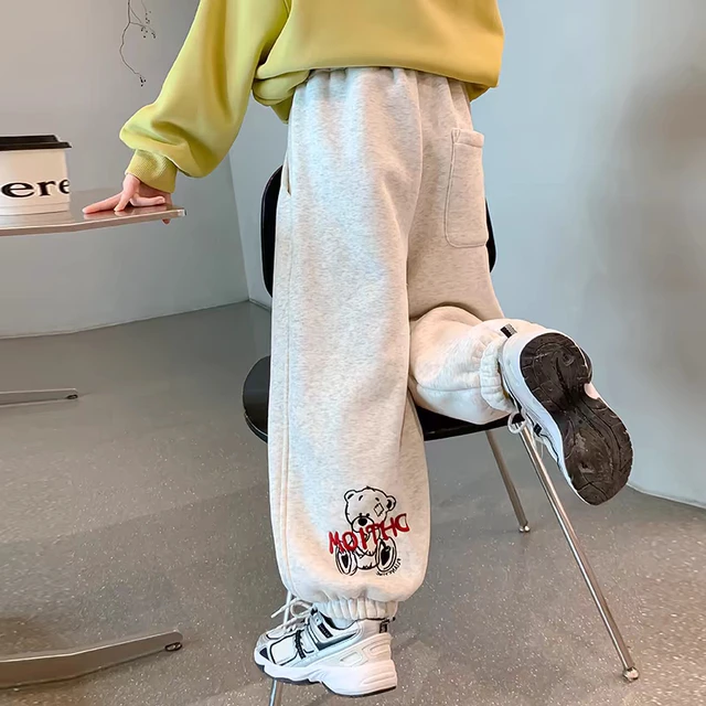 儿童裤子春秋款女童休闲时尚新款卫裤中大通洋气刺绣哪吒运动裤潮