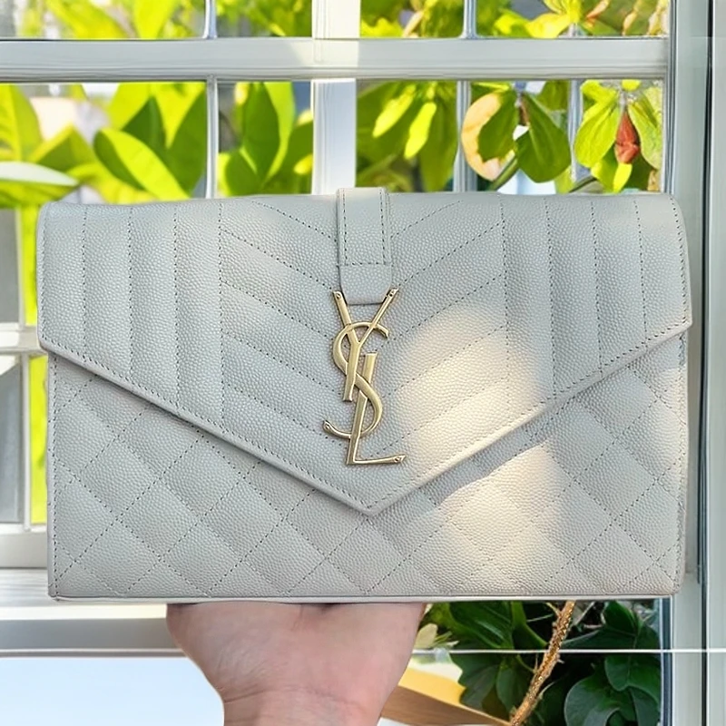 99新 YSL/圣罗兰 新款白金鱼子酱中号信封包/链条包斜挎包/（F店）