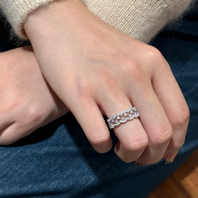 合金戒指 花边蕾丝戒指镶钻轻奢戒指高级感叠戴气质小众指环女