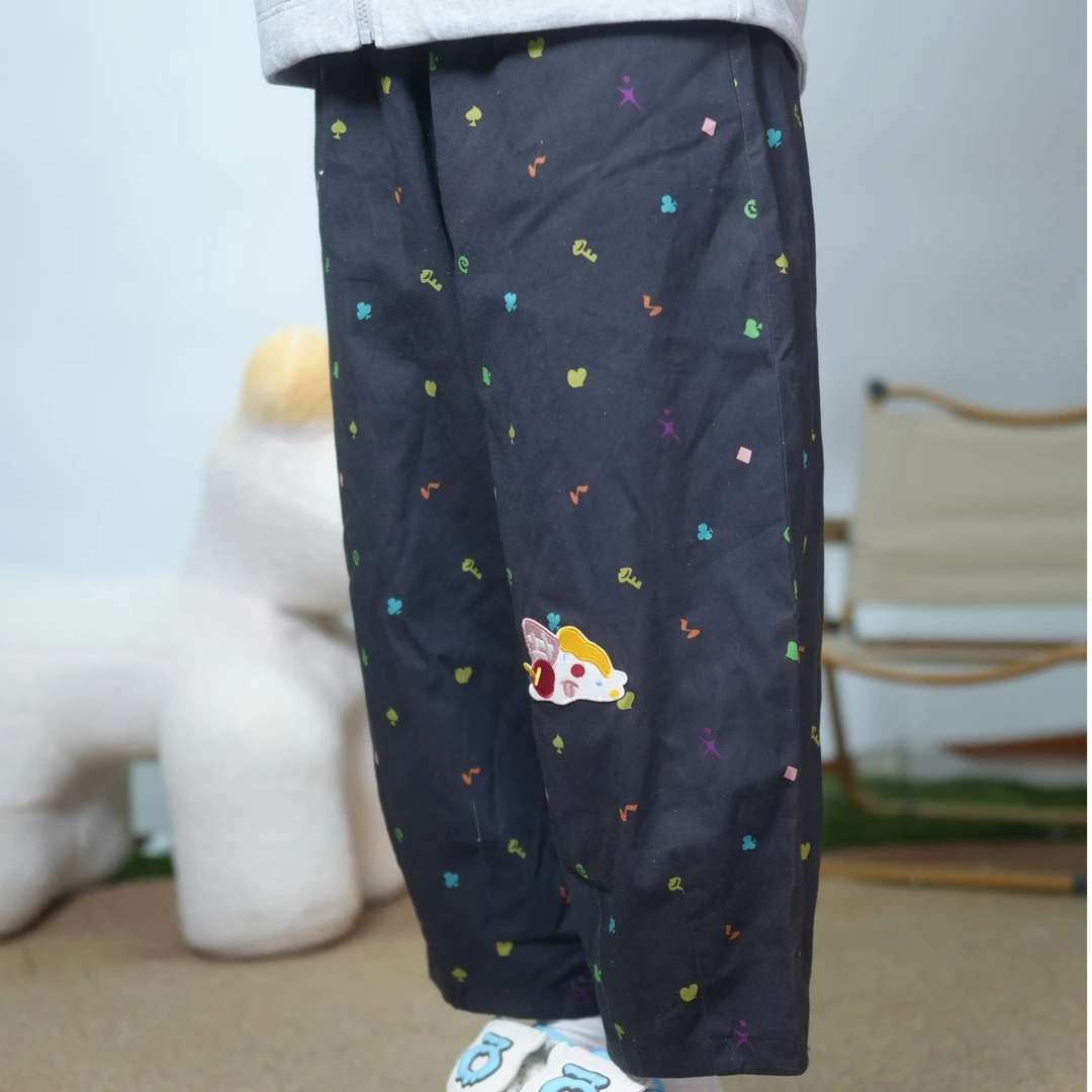 胖仙子彩点满印九分裤季潮流百搭可爱休闲P94宽松舒适