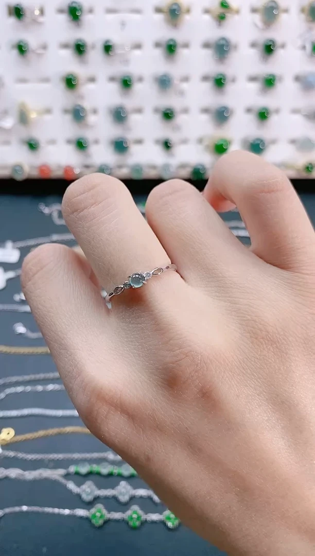 【闪购商品】翡翠戒指银S925镶嵌天然翡翠