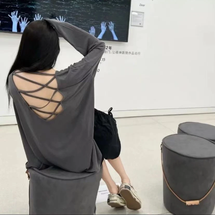 徐秋阳 交叉带  春季新款百搭时尚休闲显瘦显白上衣2302