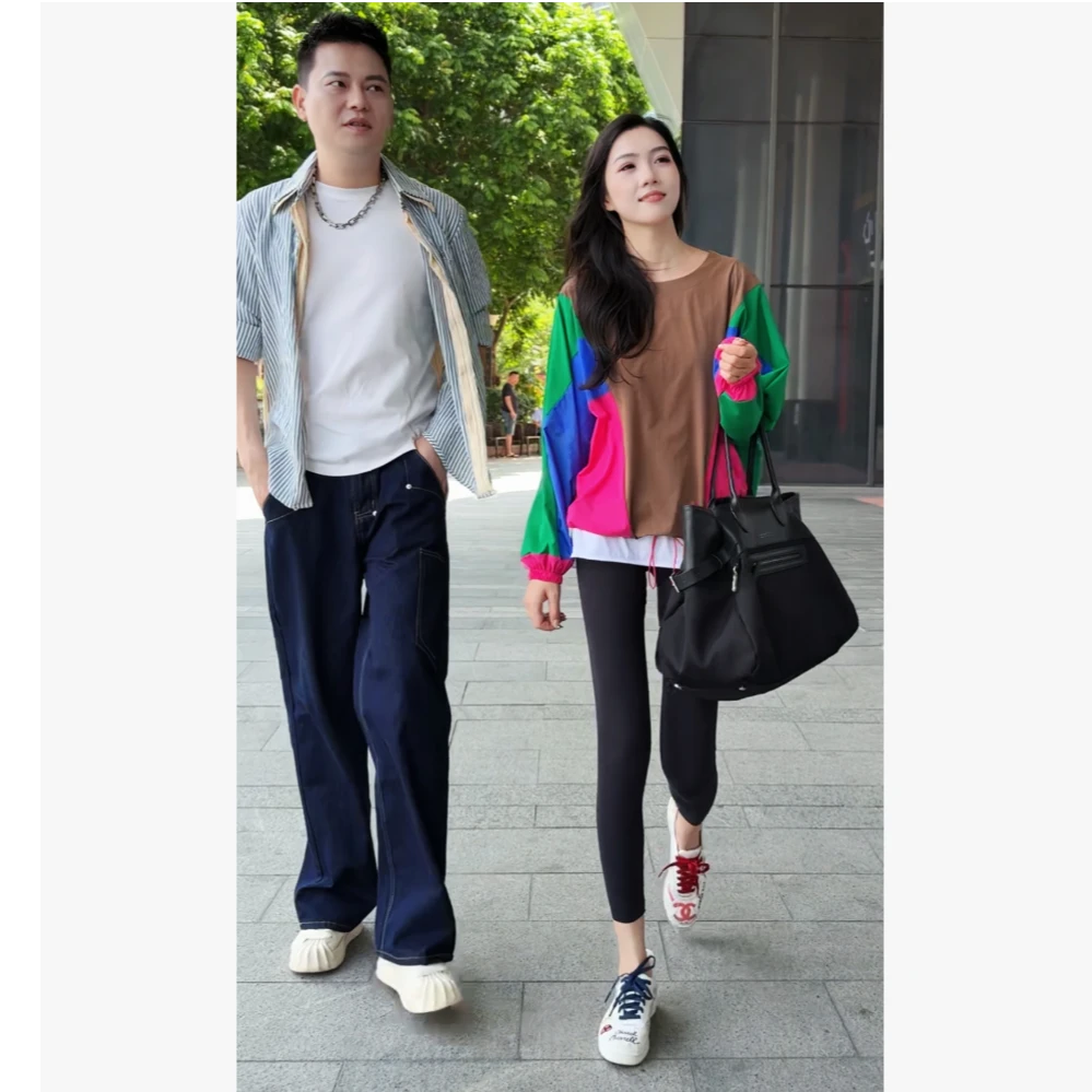 秋季薄款时尚拼色运动长袖休闲套头外套G0323