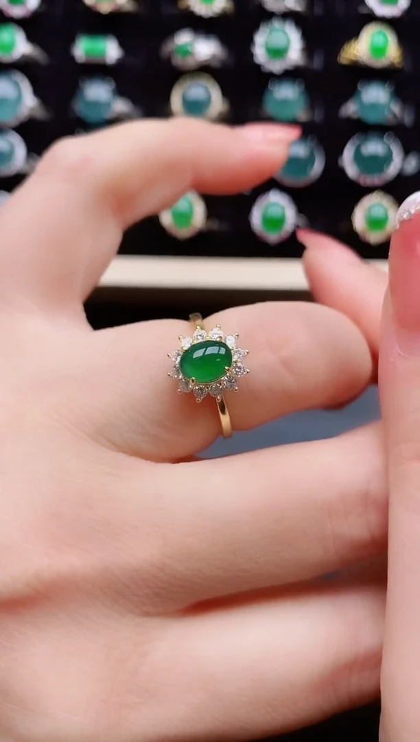 【闪购商品】翡翠戒指银S925镶嵌12121