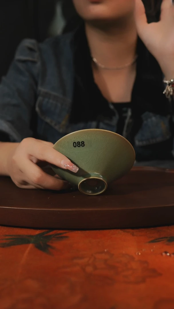 杯子088柴烧斗笠  汝州原产地原矿仿古老釉