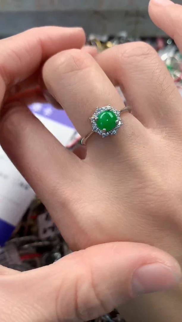 银S925镶嵌戒指翡翠666   9