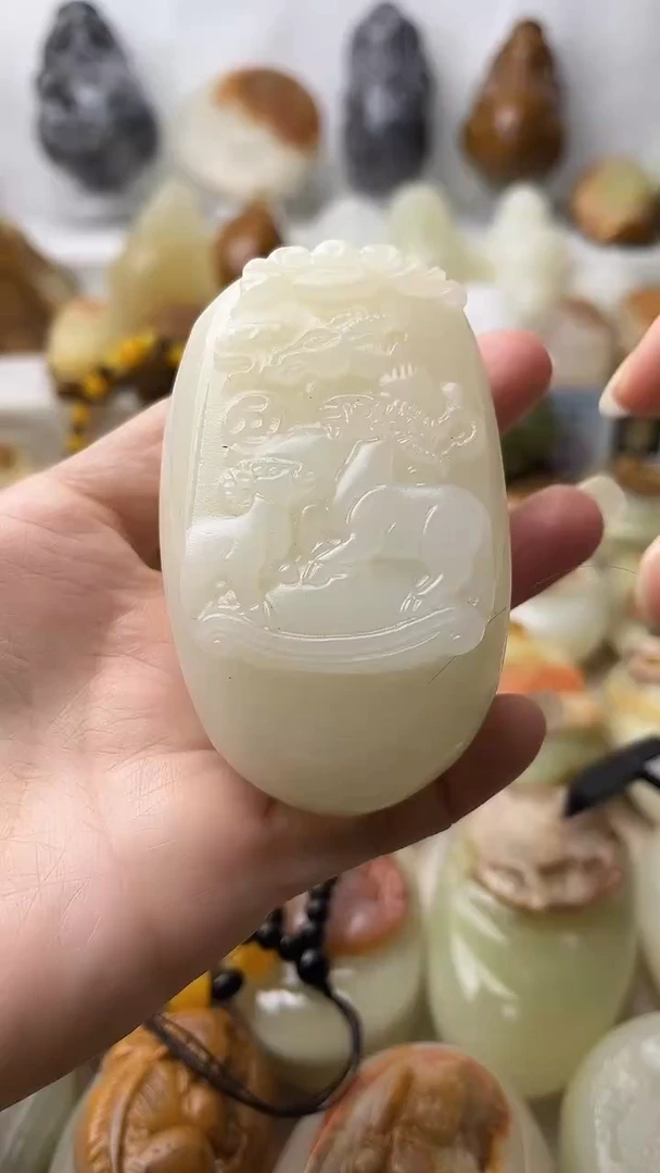 石材古青石棉纹正常不退换三羊开泰微瑕