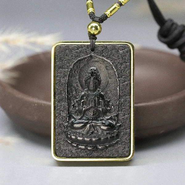 和田玉吊坠和田玉吊坠观音平安无事牌镶嵌款吊坠男女同Y818