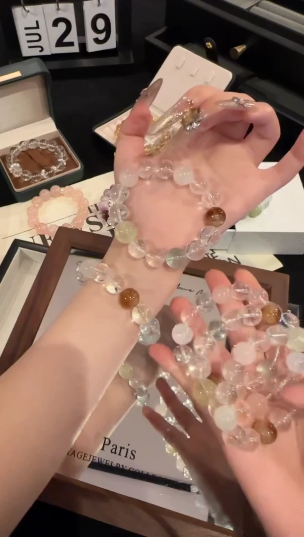 水晶手链合金白水晶五行x2175