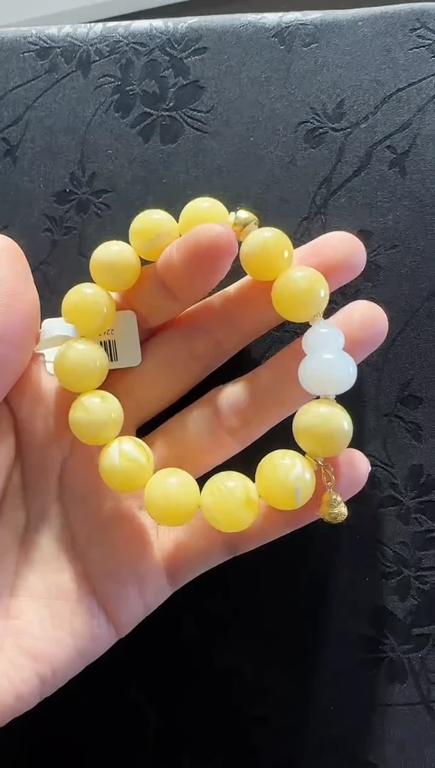 手串蜜蜡18K金镶嵌珠宝原创直播间13mm+