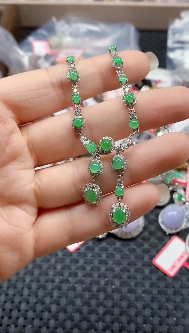 银S925镶嵌戒指翡翠天然A货缅甸翡翠