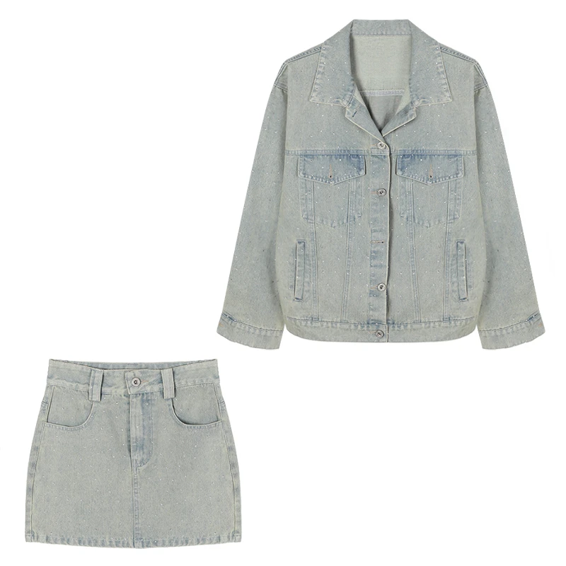 冰冰●美式高街X3TZ6541时尚牛仔短外套半身裙女装莫奈花园风