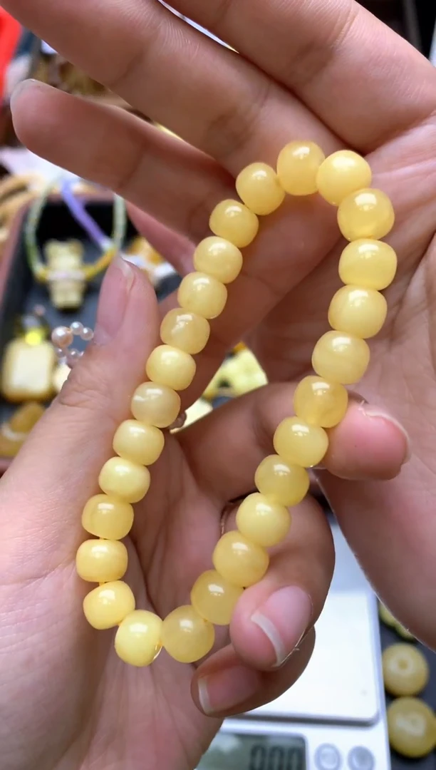 【闪购商品】琥珀珠宝奇石未镶嵌060琥珀蜜蜡花粉有纹小坑介意勿拍