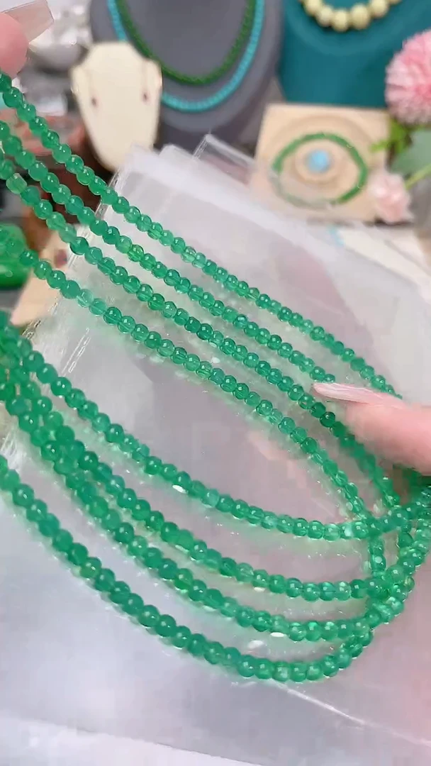 银S925镶嵌颈饰绿水晶切面89