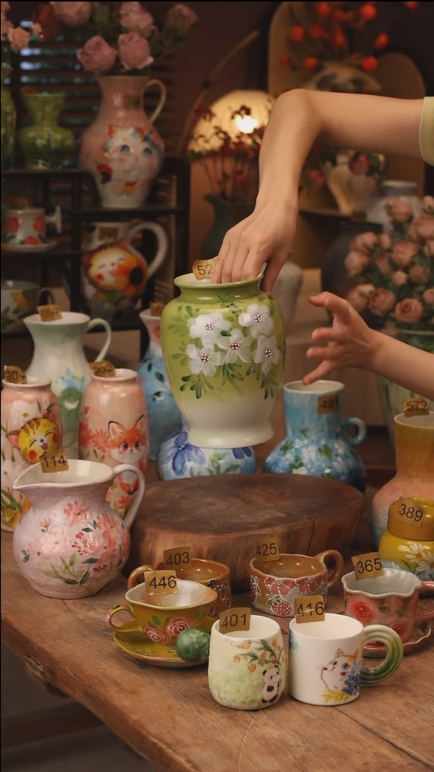 陶瓷景德镇设计师手作花器摆件侘寂风529