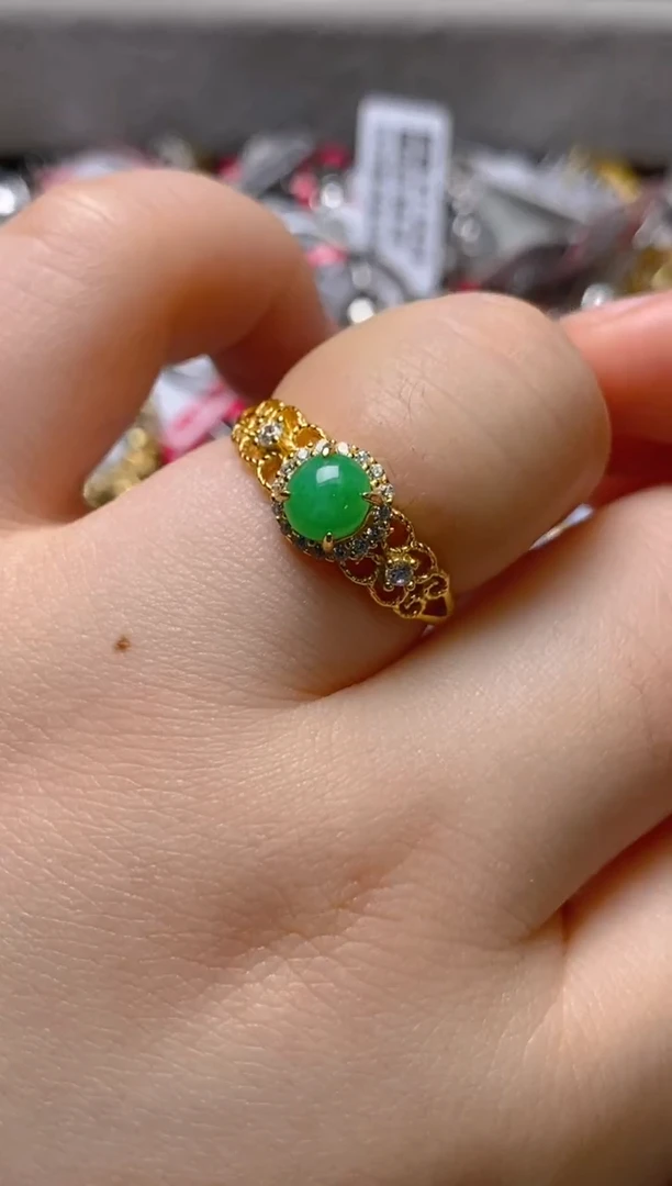 银S925镶嵌戒指翡翠百内无证书