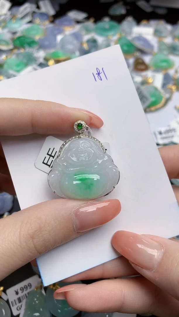 【闪购商品】翡翠颈饰18K金镶嵌天然缅甸翡翠A货