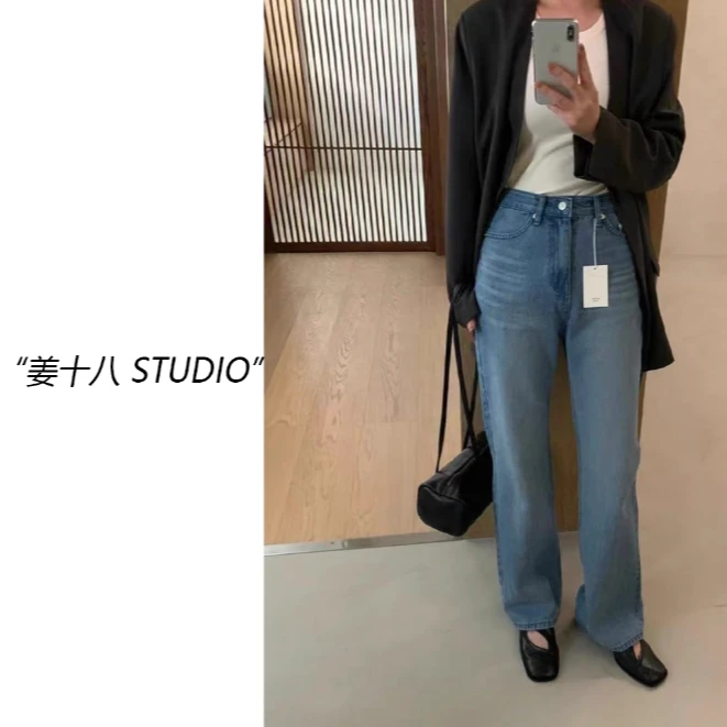 姜十八-「西部牛仔 」韩国单！早春新款直筒窄版牛仔裤