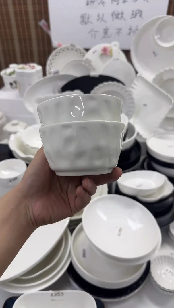 摆件奶黄手捏饭碗2个