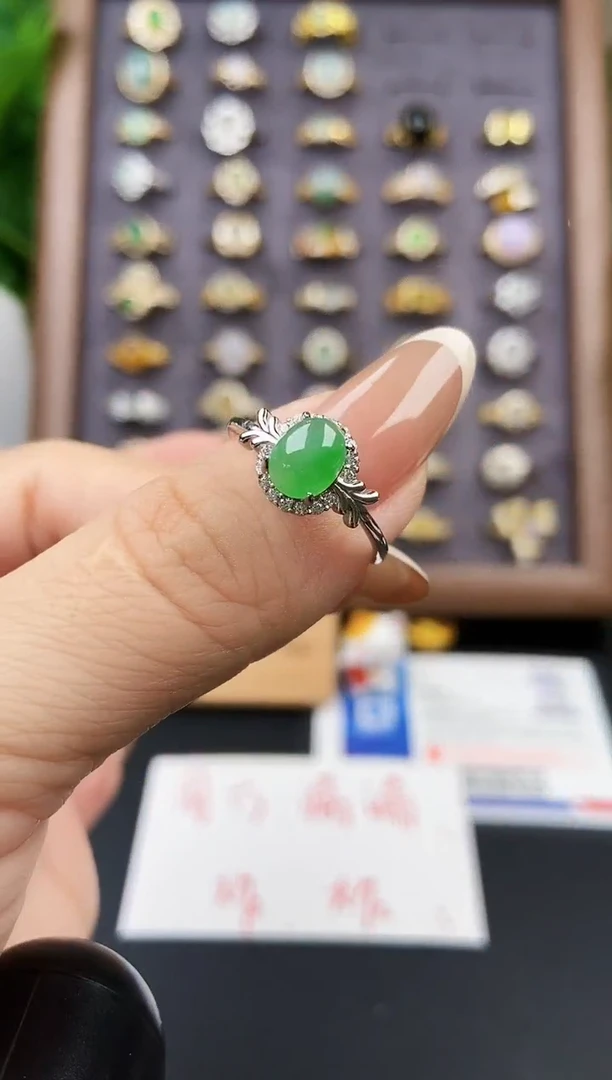 银S925镶嵌戒指翡翠12