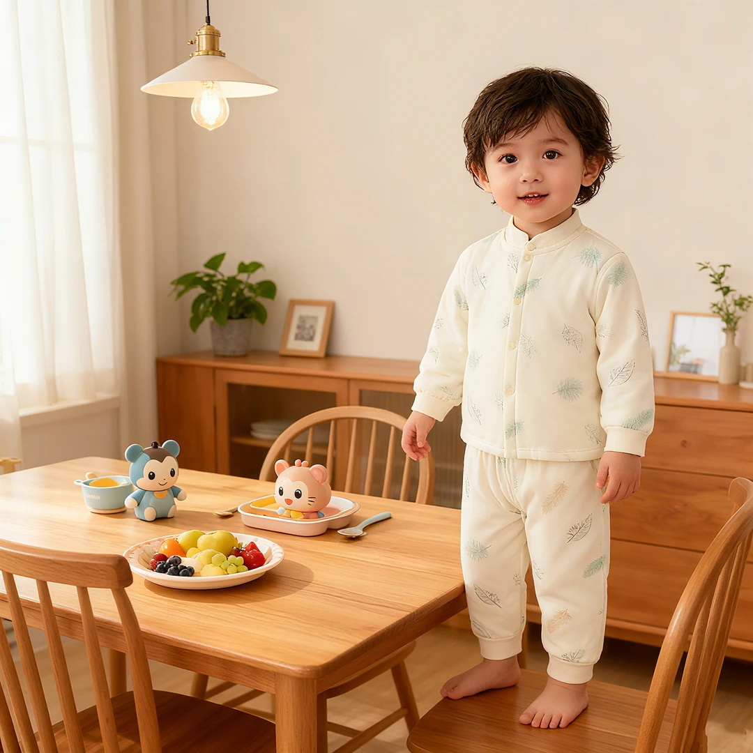 薄棉分体套装男女宝宝外套棉衣棉裤婴儿保暖衣春秋天衣服外套爬服