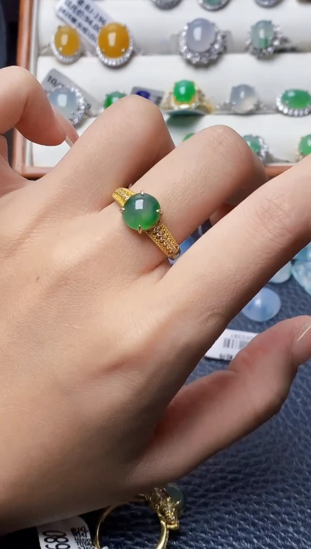 银S925镶嵌戒指翡翠0603