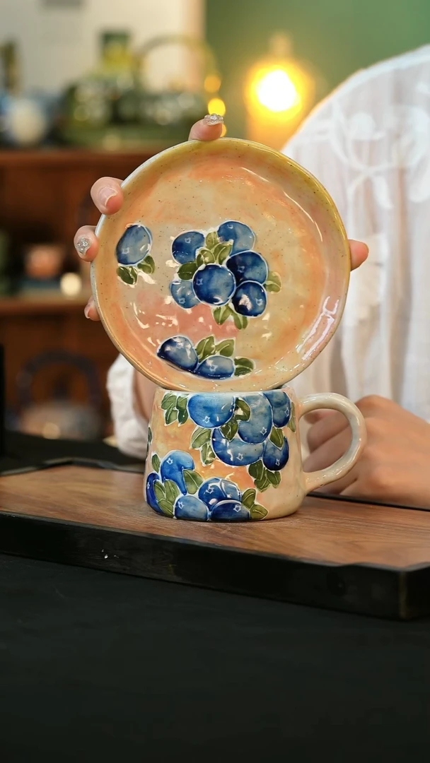 杯手绘心瓷陶瓷浮力