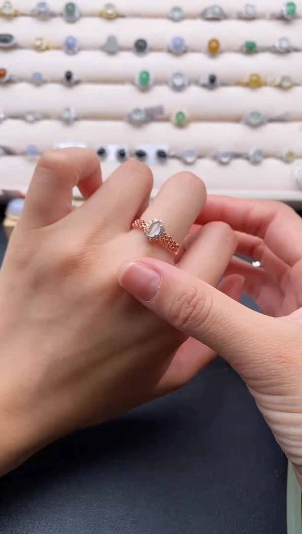 银S925镶嵌戒指翡翠222222+3