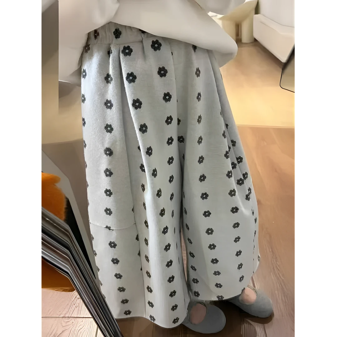 加绒八分裤女2025秋冬韩系风松紧腰显瘦保暖毛呢休闲裤阔腿裤百搭