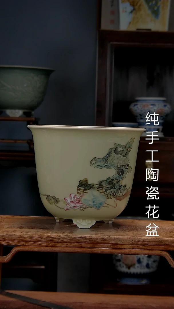 景德镇陶瓷 手工花盆