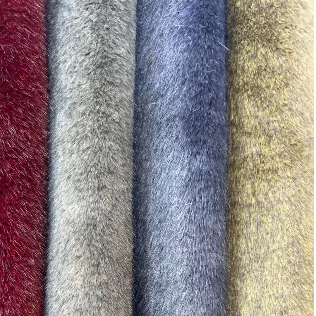 金曼貂面料 厂家现货长短高低毛绒布 仿水貂绒冬季高档毛衣面料