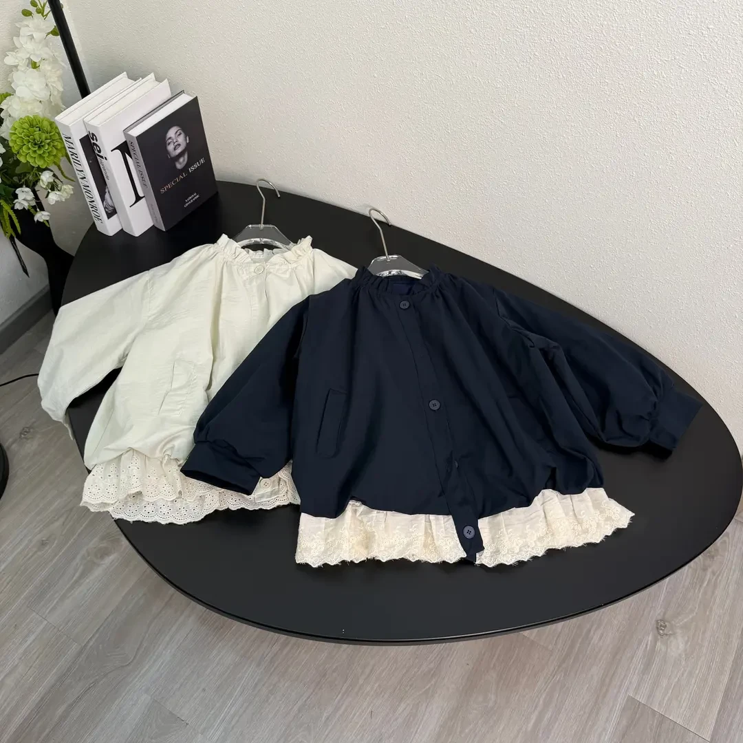 女童韩版灯笼花苞外套儿童秋季阔版短款风衣中大童时髦百搭开衫潮