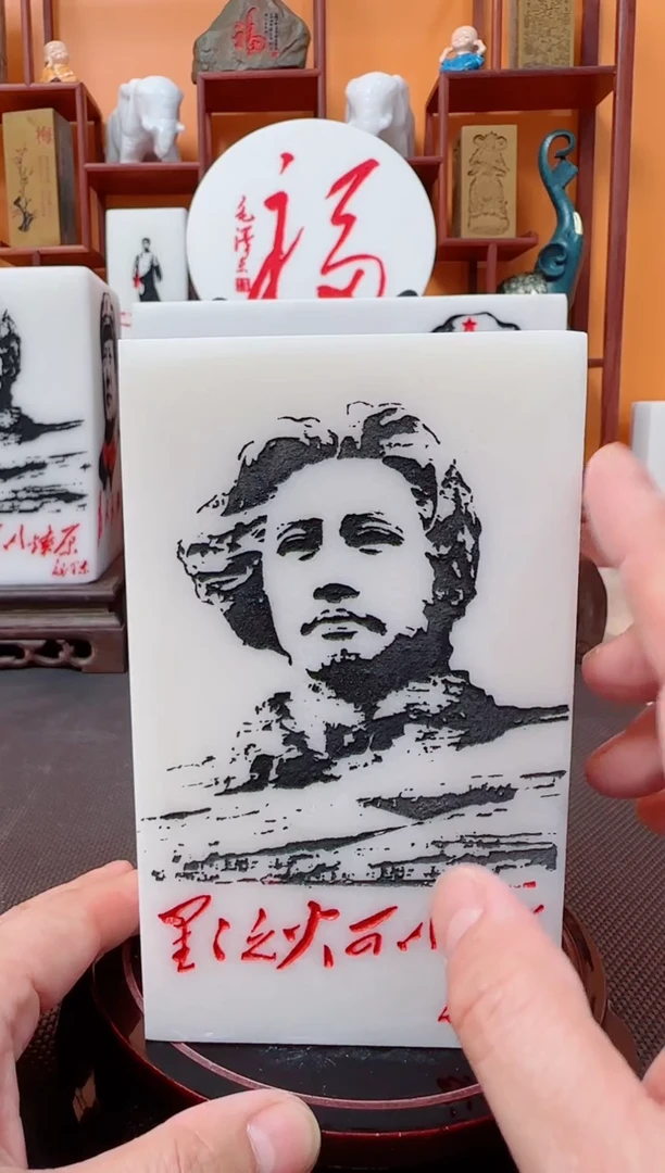 石材9×9×15汉白玉精品摆件带底座